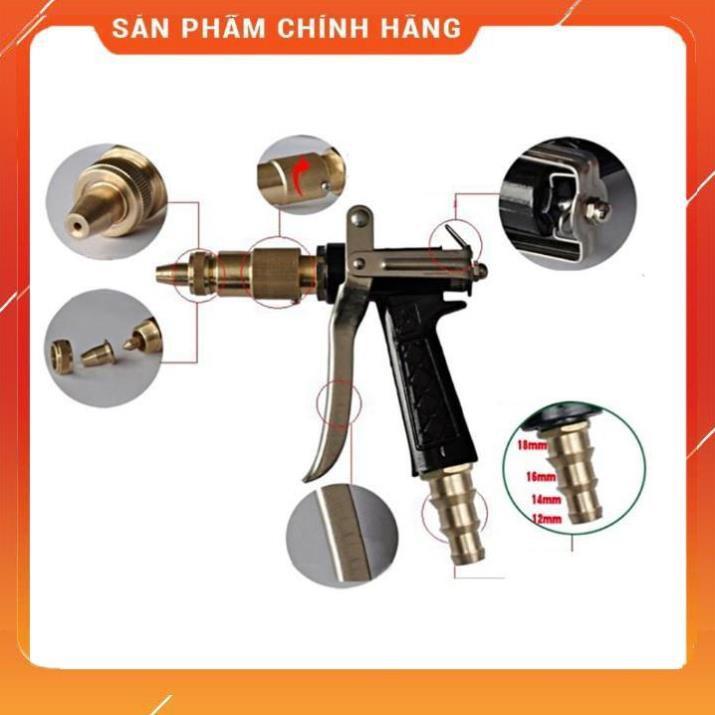 Bộ dây vòi xịt nước rửa xe, tưới cây , tăng áp 3 lần, loại 7m, 10m 206236 đầu đồng,cút,nối vàng+ khăn phượt
