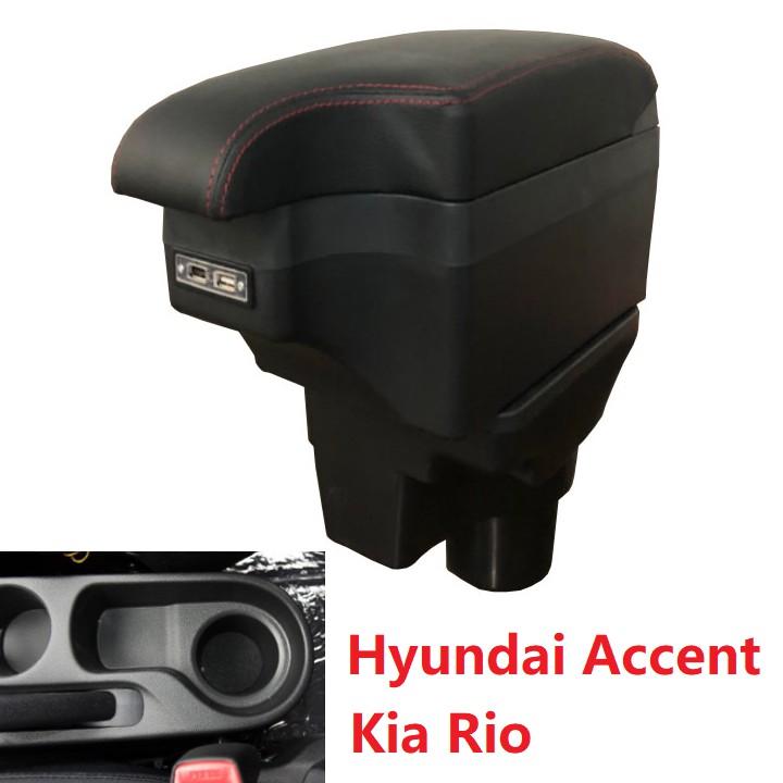 Hộp tỳ tay ô tô cao cấp Hyundai Accent và Kia Rio 2017-2019 tích hợp 6 cổng USB