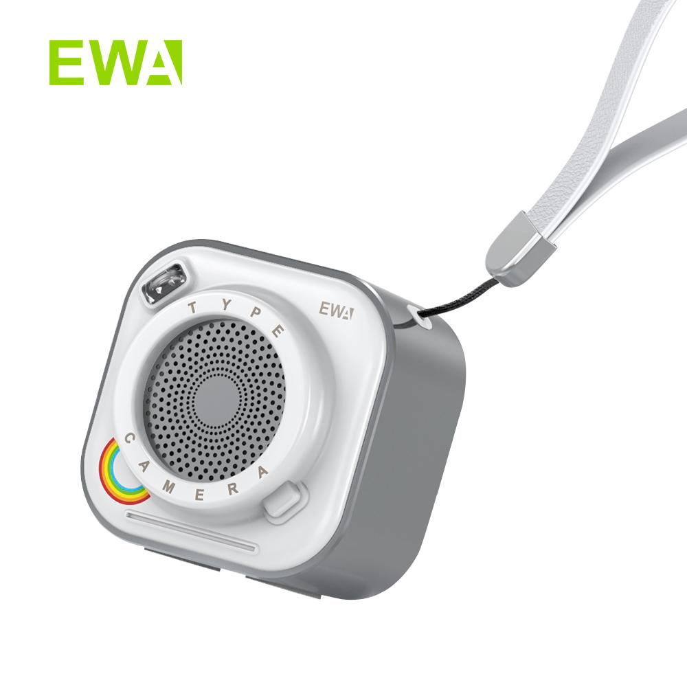 Loa Bluetooth nhỏ EWA với loa không dây âm thanh âm thanh lớn với đèn pin Hỗ trợ thời gian chơi 12 giờ Color: A110-Grey white