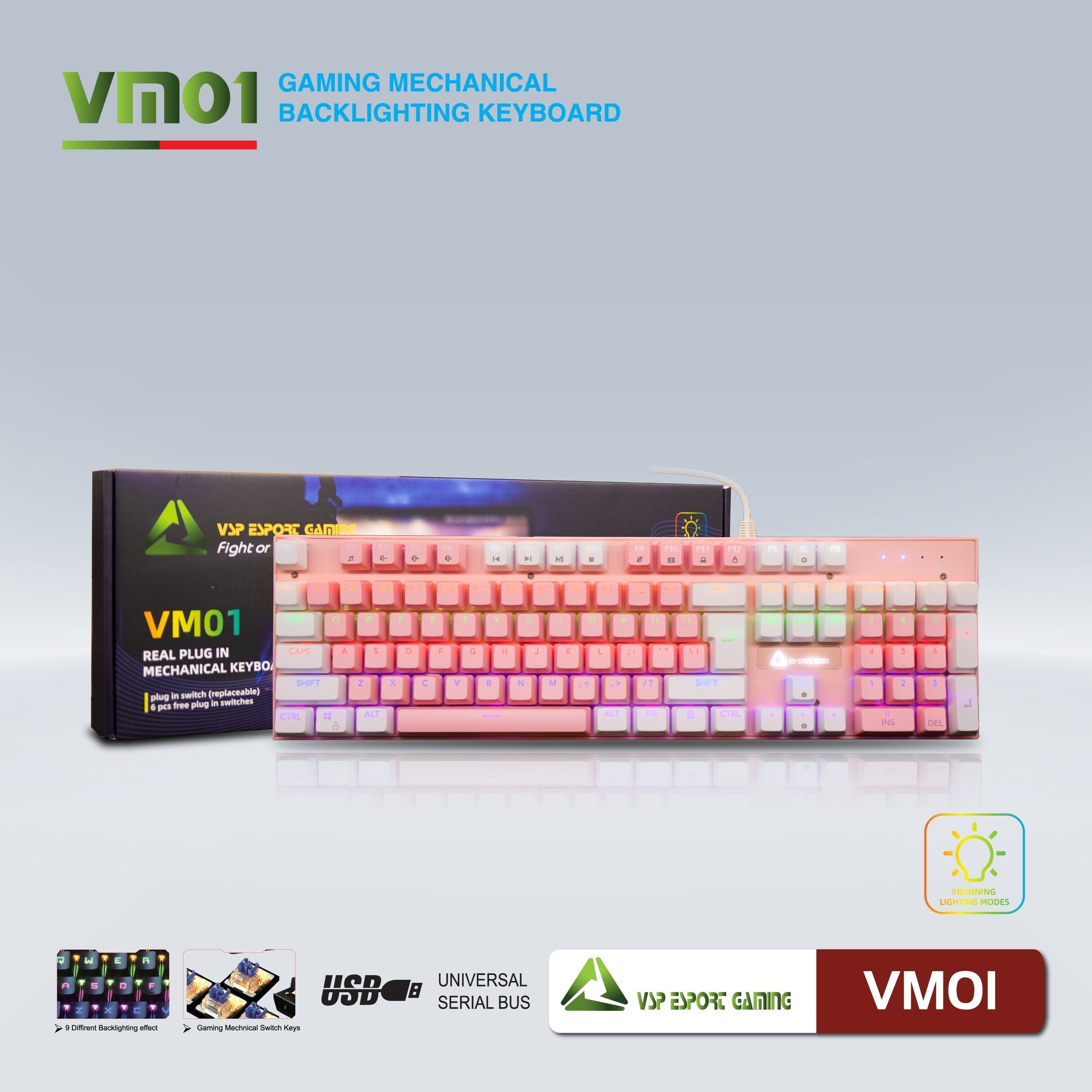 Hình ảnh Bàn phím cơ VSP eSport  HN Gaming VM01 - Hàng nhập khẩu