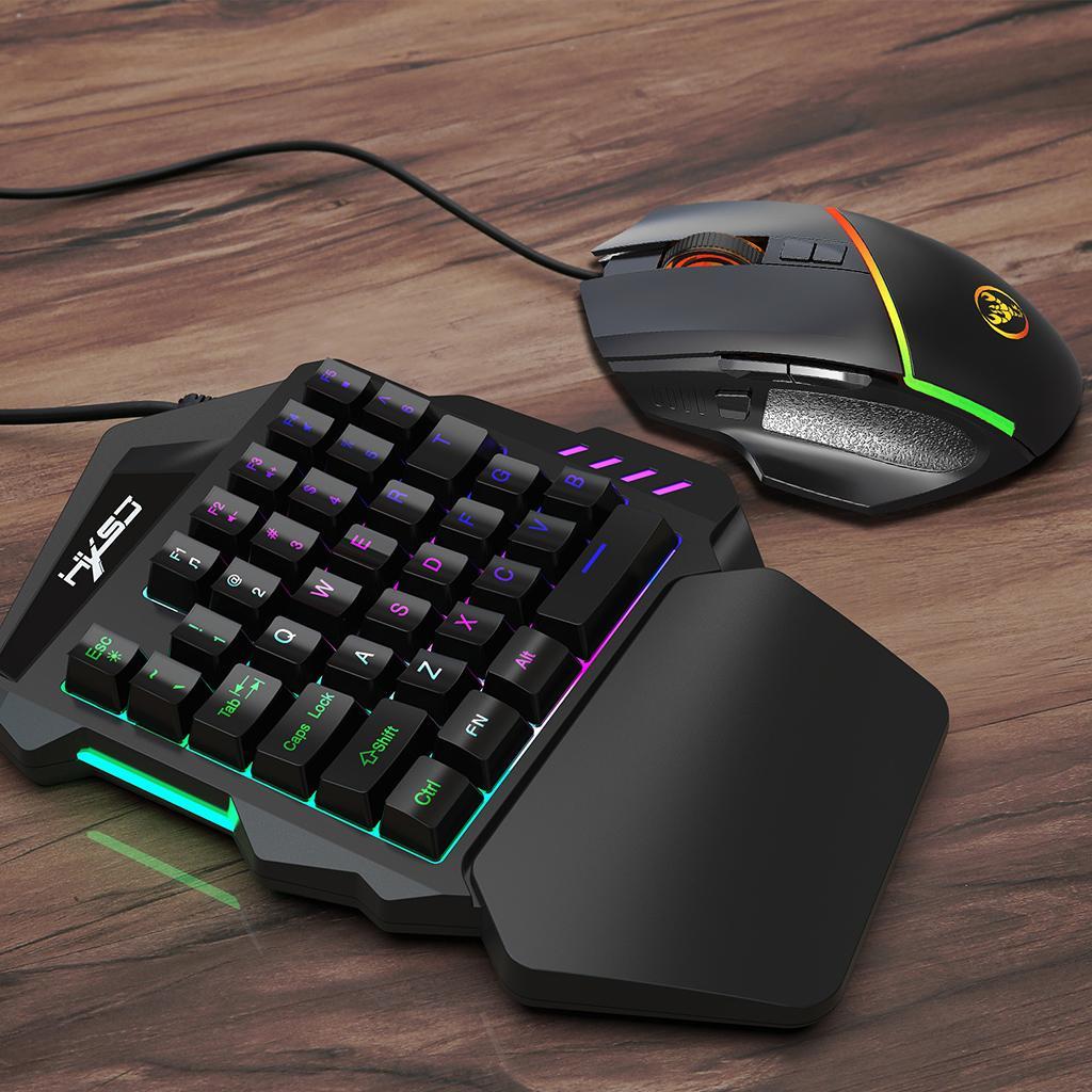 Handed Gaming Keyboard Mouse  USB Wired Game 35 Keys Accessory