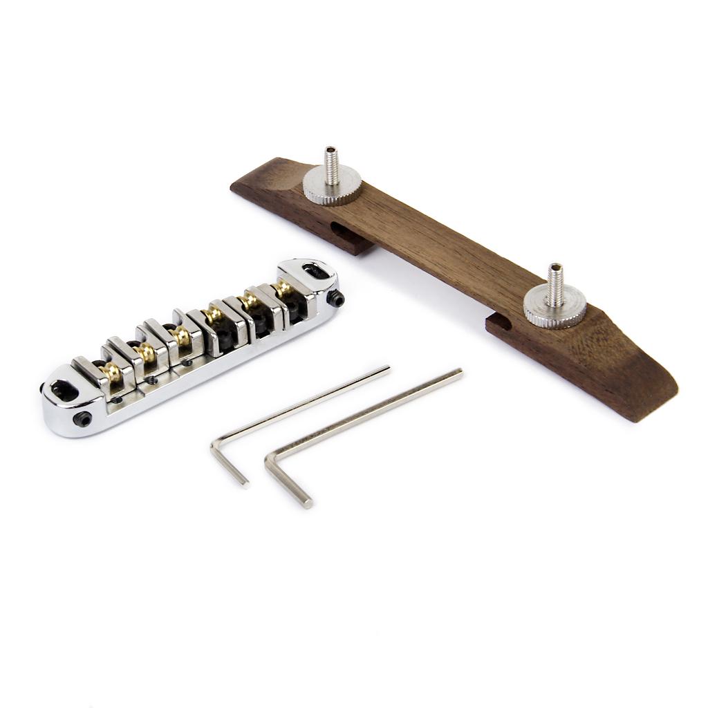 Chrome Plated Bridge Roller Saddles w Rosewood Base for Archtop Jazz Guitar