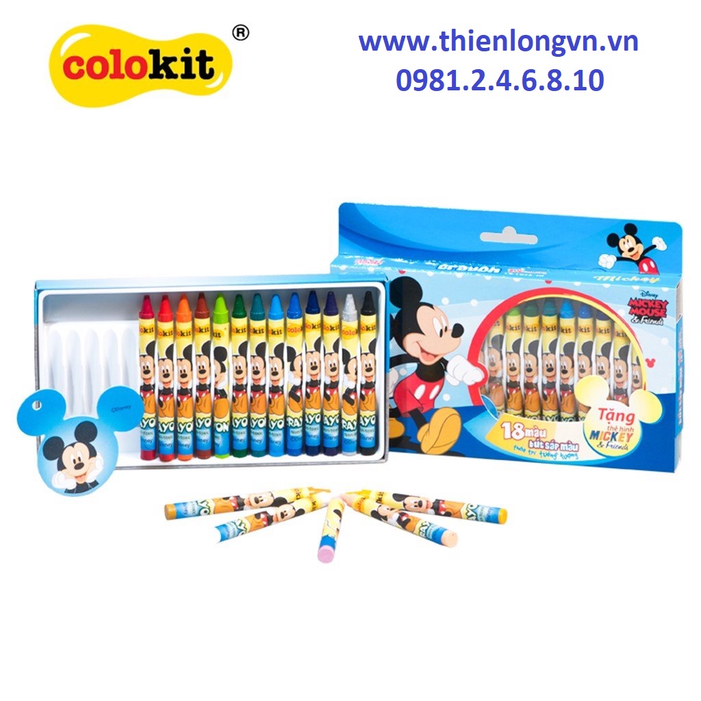 Bút sáp 18 màu Colokit Disney Mickey CR-C028/MI