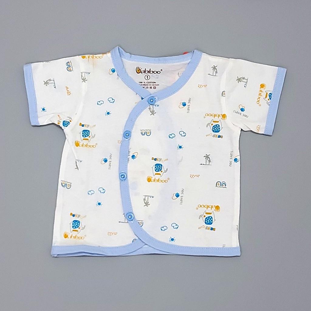 Áo sơ sinh tay ngắn hoạ tiết cài thẳng cho bé