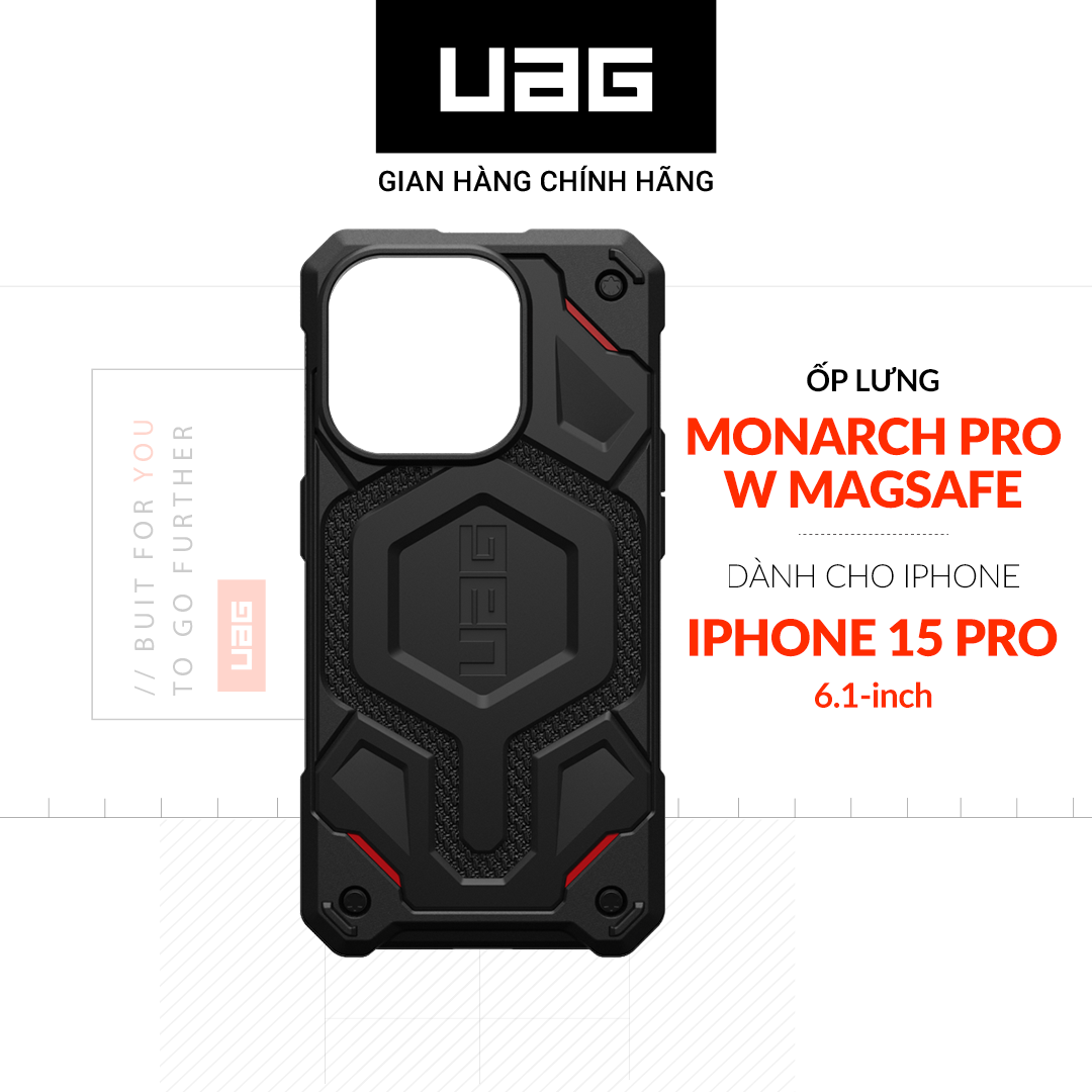 Ốp Lưng Chống Sốc UAG Monarch Pro Hỗ Trợ Sạc Mag.safe Cho iPhone 15 Pro 6.1 INCH Hàng chính hãng – Kevlar Black