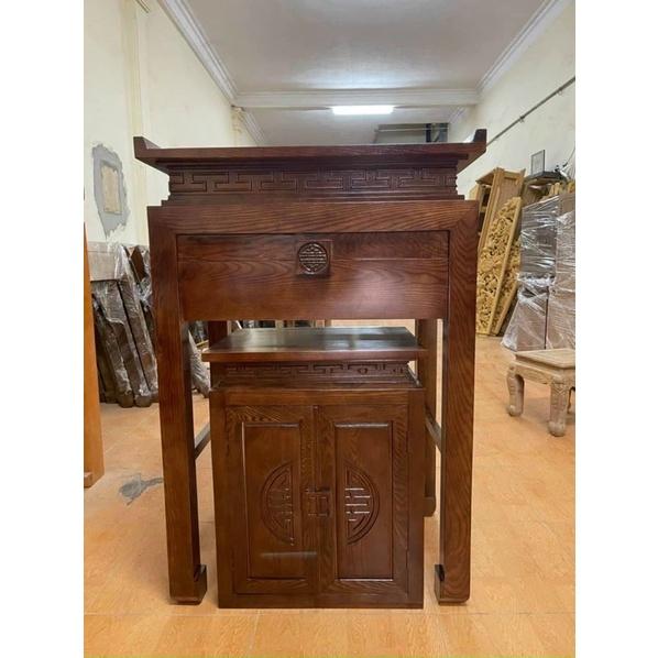 Bộ bàn thờ bằng gỗ sồi 107cm