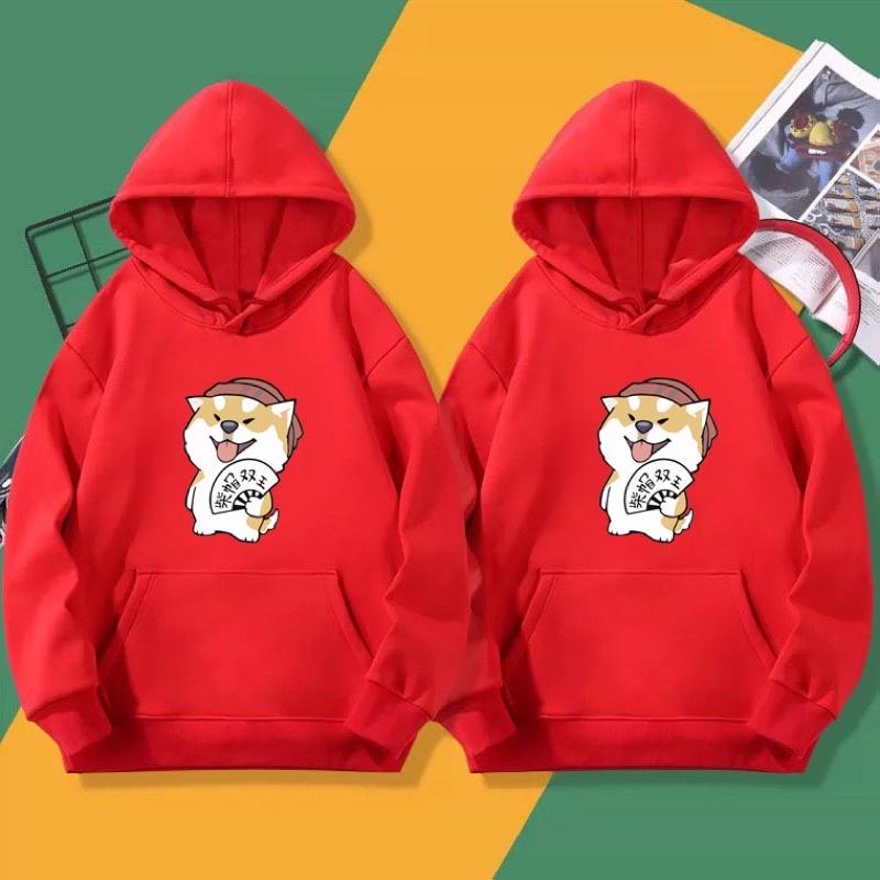Áo hoodie unisex in cún cầm quạt