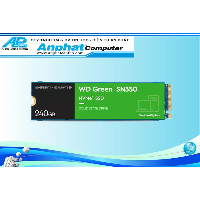 Ổ cứng SSD WD Green SN350 240GB NVMe PCIe Gen3 x4 M.2 2280 - Hàng Chính Hãng