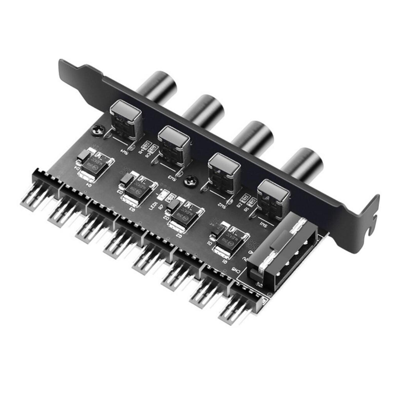 8 Way PC Case Cooling Fan Hub PC Fan Hub for PC Case Chassis Computer Adapter Regulator Splitter