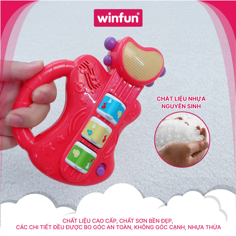 Đồ chơi âm nhạc WINFUN 0641 đàn guitar ghi ta cầm tay mini có đèn nhạc cho bé   - cho bé từ 6 tới 24 tháng