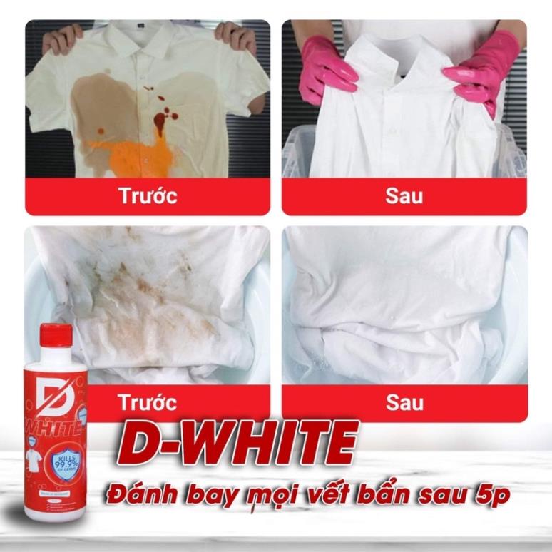 Nước Tẩy Trắng - Tẩy Màu Quần Áo Thế Hệ Mới D.WHITE Tẩy Mốc Quần Áo, Ố Vàng, Không Phai Màu Vải