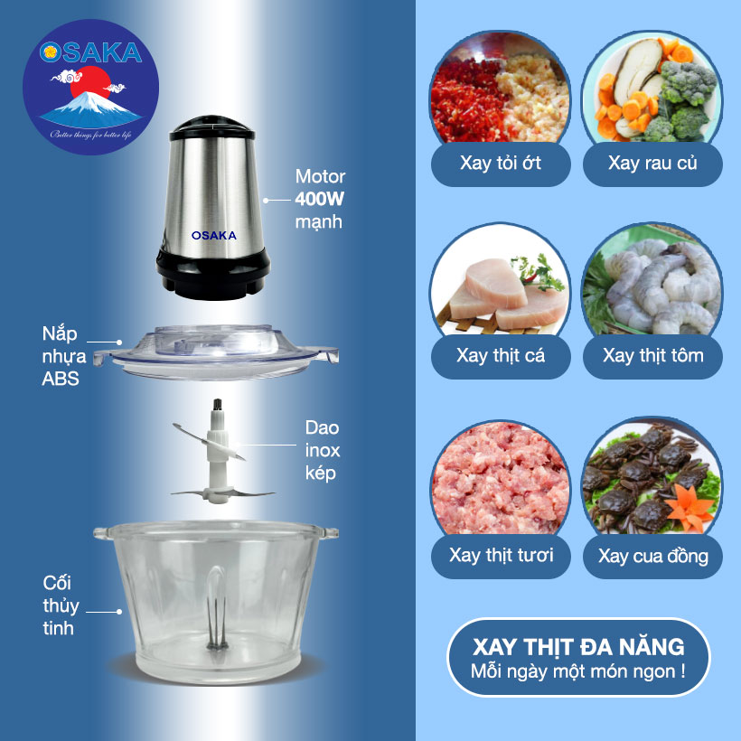 Máy xay thịt cao cấp đa năng MC-909 dung tích 2.0 lít, công suất mạnh - Hàng chính hãng