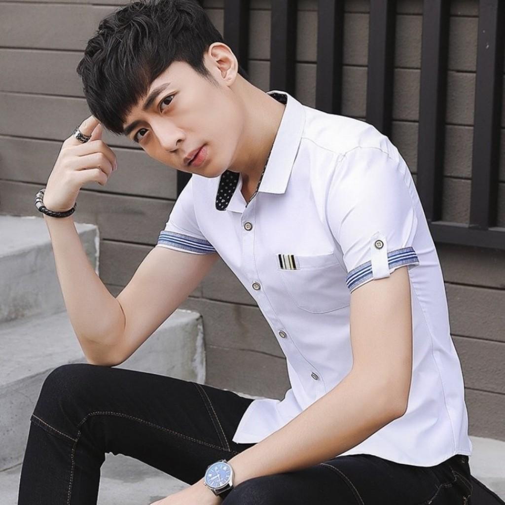 Áo Sơ Mi Nam Ngắn Tay Đính Nút Mẫu GQ01 Thời Trang TOP FASHION TOP Thiết Kế Trẻ Trung Và Lịch Lãm