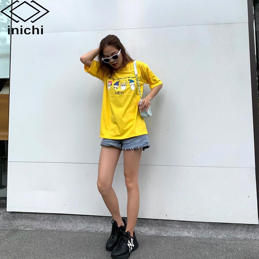 Áo thun tay lỡ form rộng INICHI A594 phong cách Unisex in hình 4 ông già noel