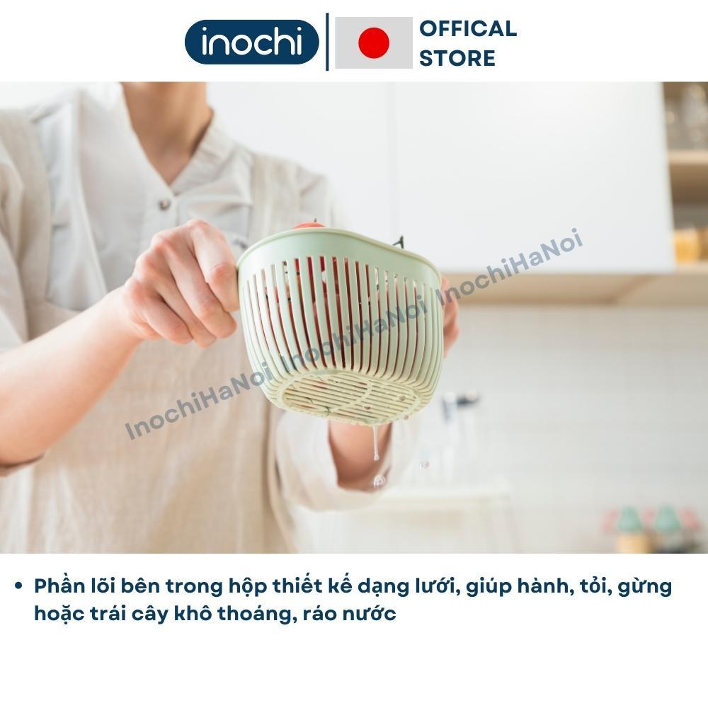 Hộp đựng hành tỏi ớt gừng gia vị thực phẩm trữ đông inochi Hokkaido thoát nước thông minh nắp kín tránh mùi tiện lợi