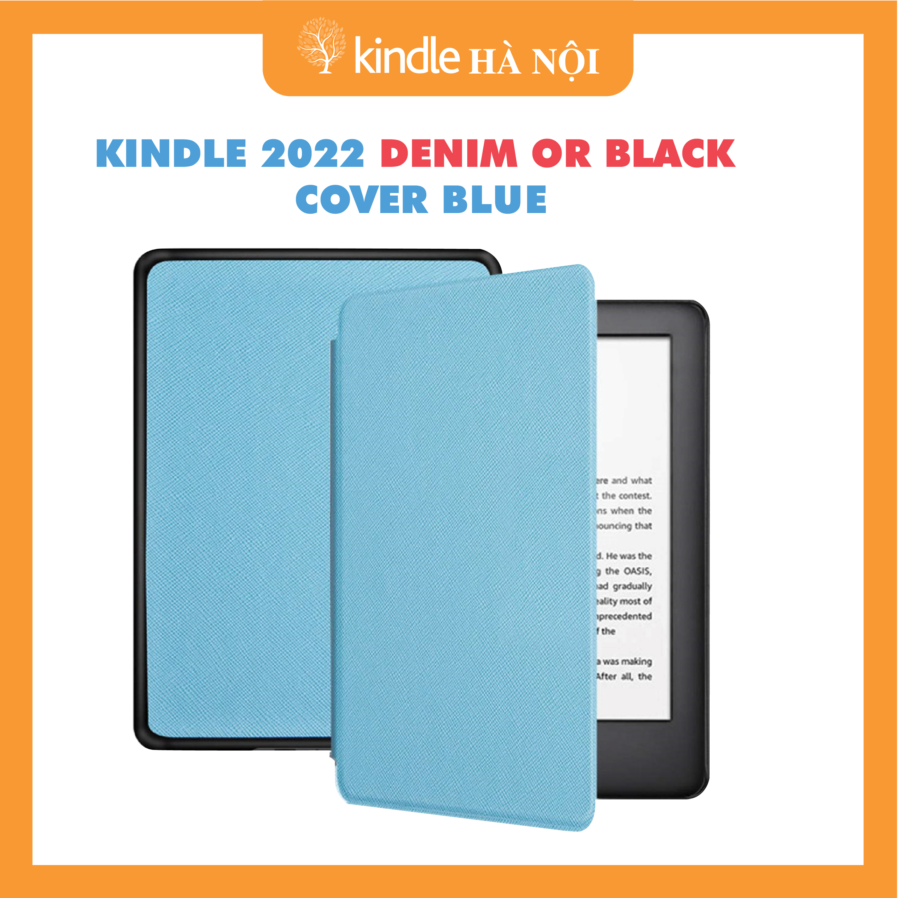 Combo Máy Đọc Sách Kindle 2022 11Th Tặng Kèm Bao Da Cover - Hàng Nhập Khẩu - Cover Màu Blue - 16Gb