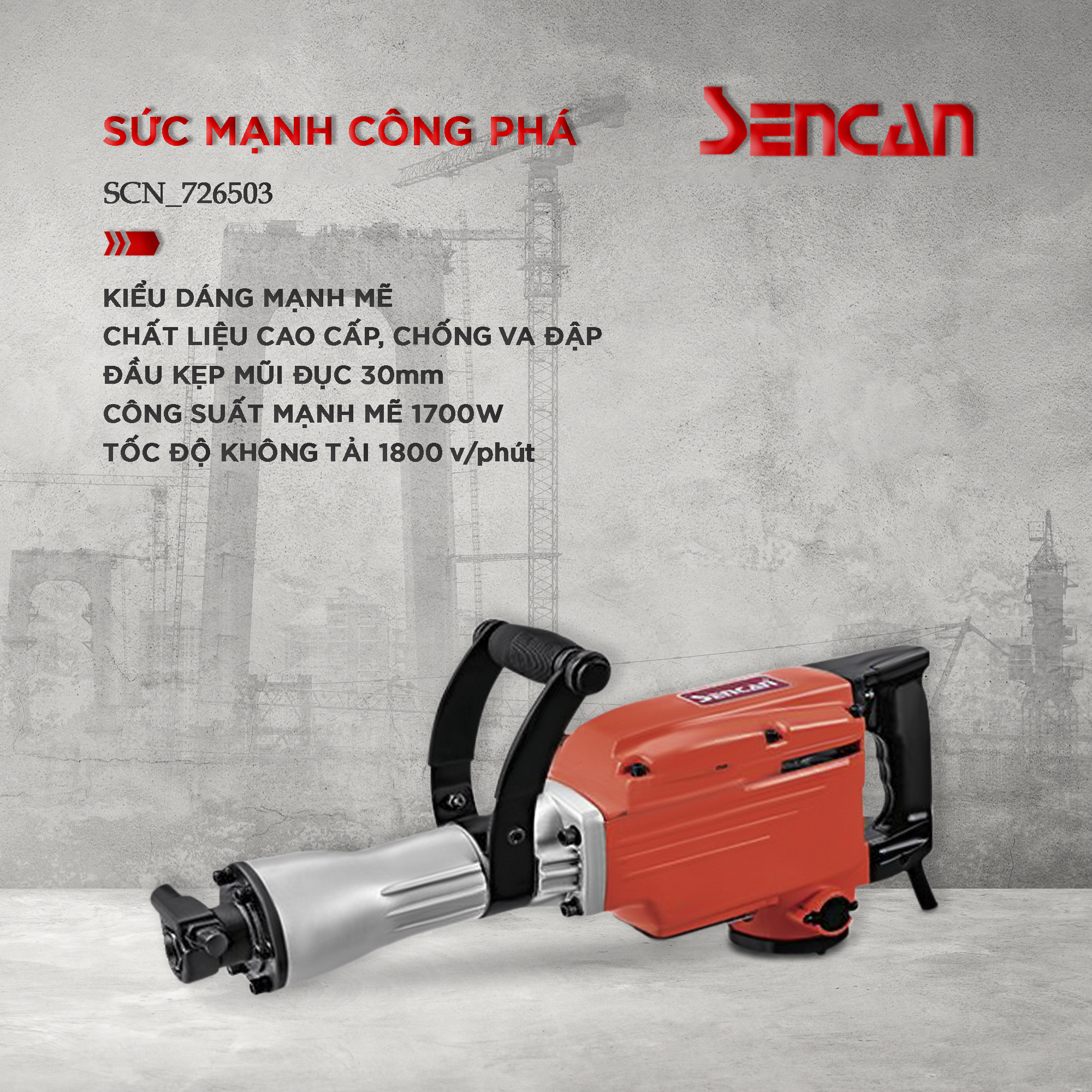 Máy đục phá bê tông 30mm Sencan 726503