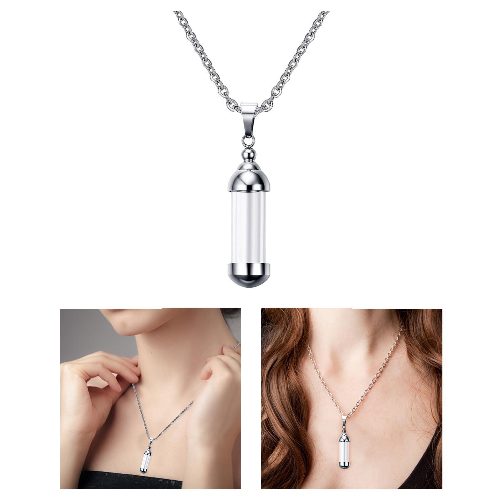 Stainless Locket Pendant Necklace Ash Urn  Cremation Keepsake Sliver