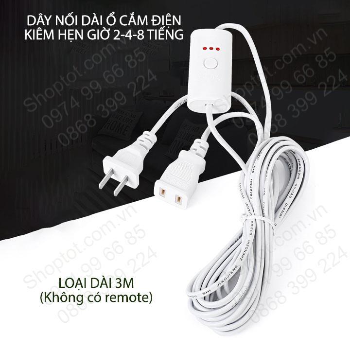 Ổ cắm điện kéo dài kiêm hẹn giờ tự tắt 2-4-8 giờ, dài 3.0m, loại có hoặc không có remote tùy chọn