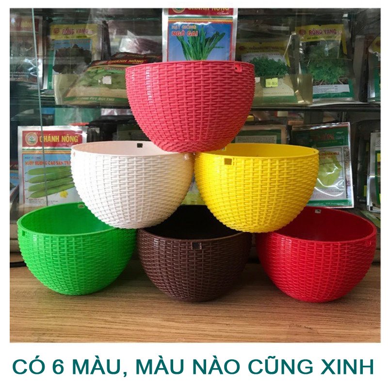 10 CHẬU nhựa treo đan mây,mẫu sang trọng,cứng dày đường kính 22x15cm-77521