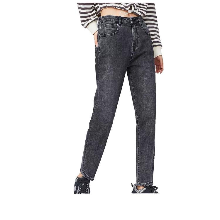 Quần jean nữ Baggy ống suông màu xám lông chuột lưng cao đủ size