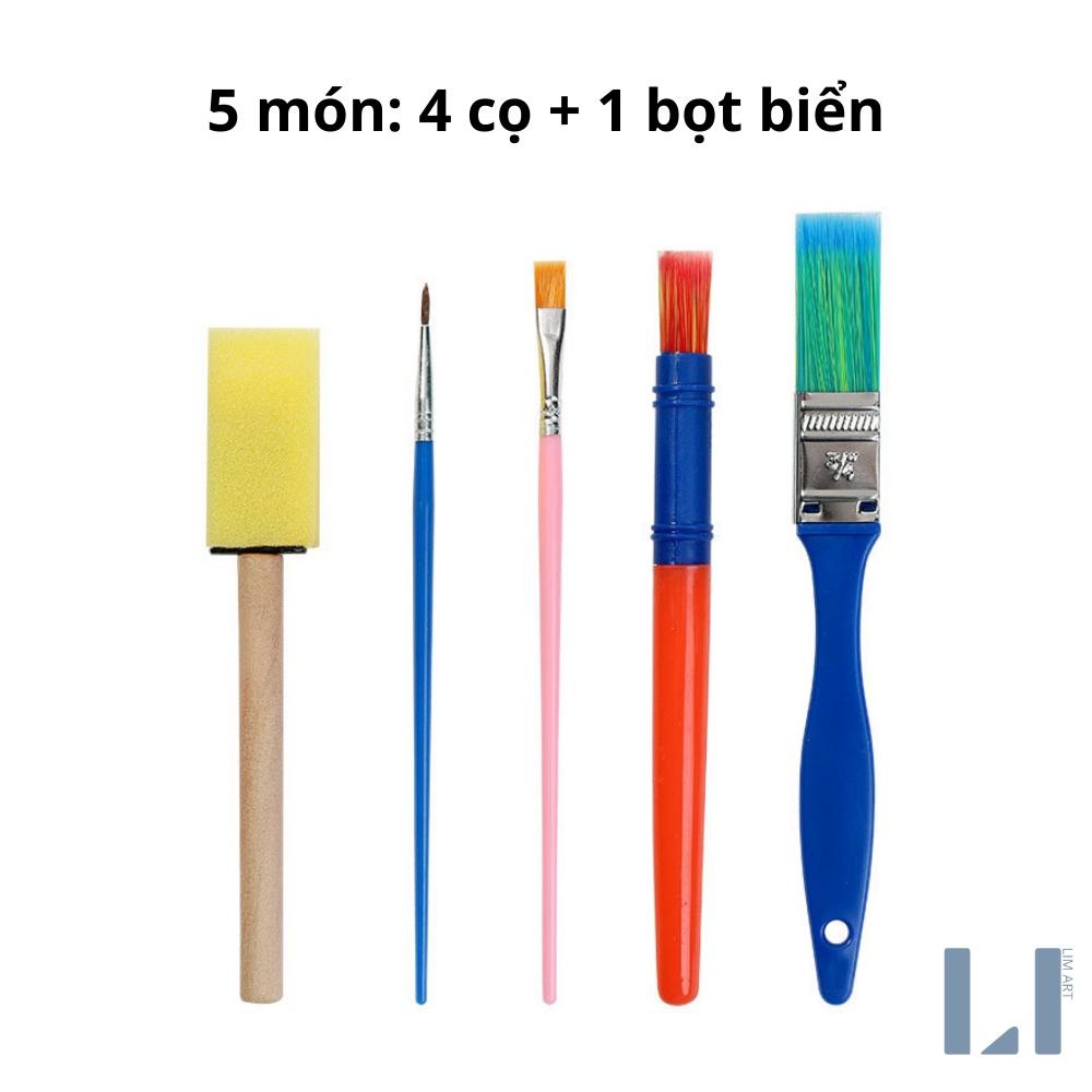 Bộ cọ vẽ và mút bọt biển tiện lợi chuyên dụng vẽ, tô tranh - Dụng cụ vẽ tranh cho bé