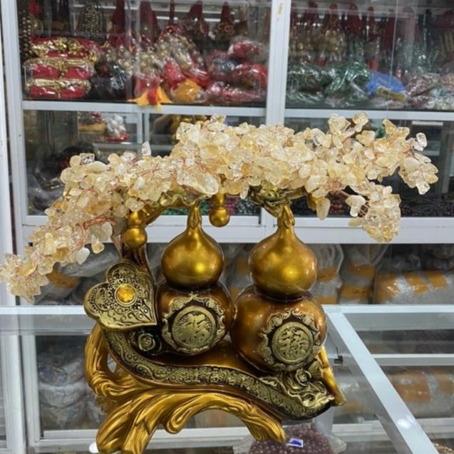 Cây Đá Tài Lộc Hồ Lô Đôi Phong Thủy Để Bàn - Cao 35cm