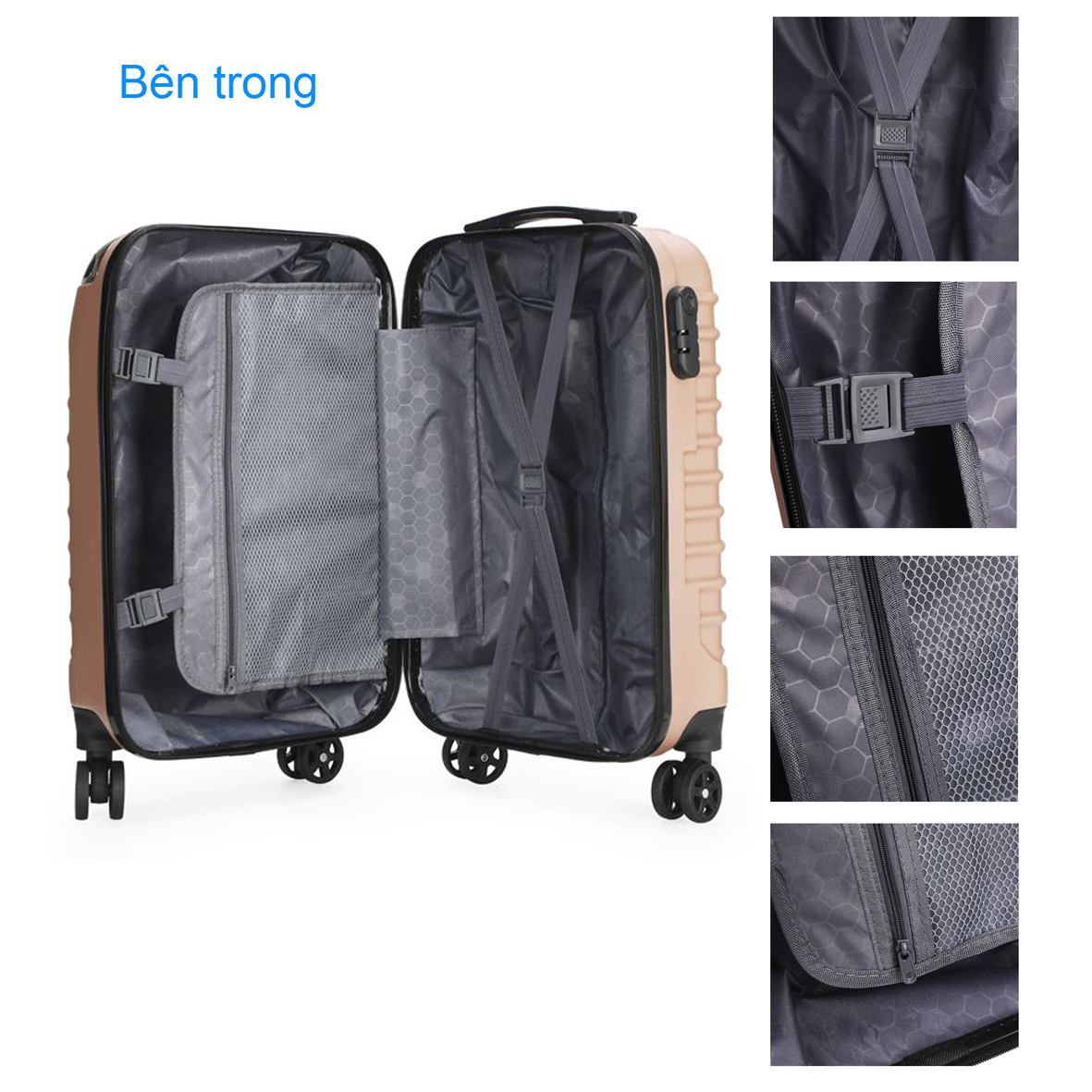 Vali nhựa kéo, xách tay thời trang. Vali du lịch bo góc cao cấp, chống va đập, trầy xước. Size20inch, 24inch, Màu sắc trẻ trung, phong cách năng động, cá tính - Tím nhạt - Size 24inch