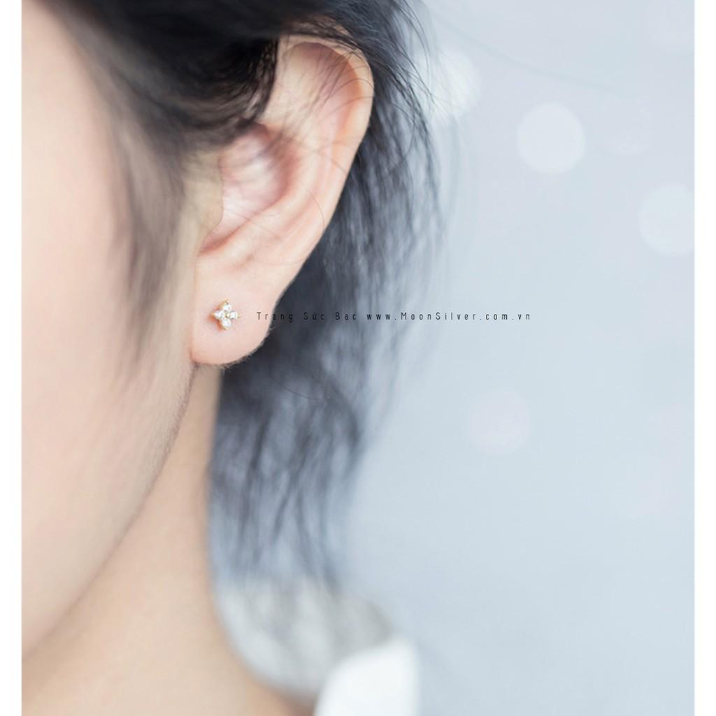 Khuyên Tai Bạc Bông Hoa Nhỏ Xinh