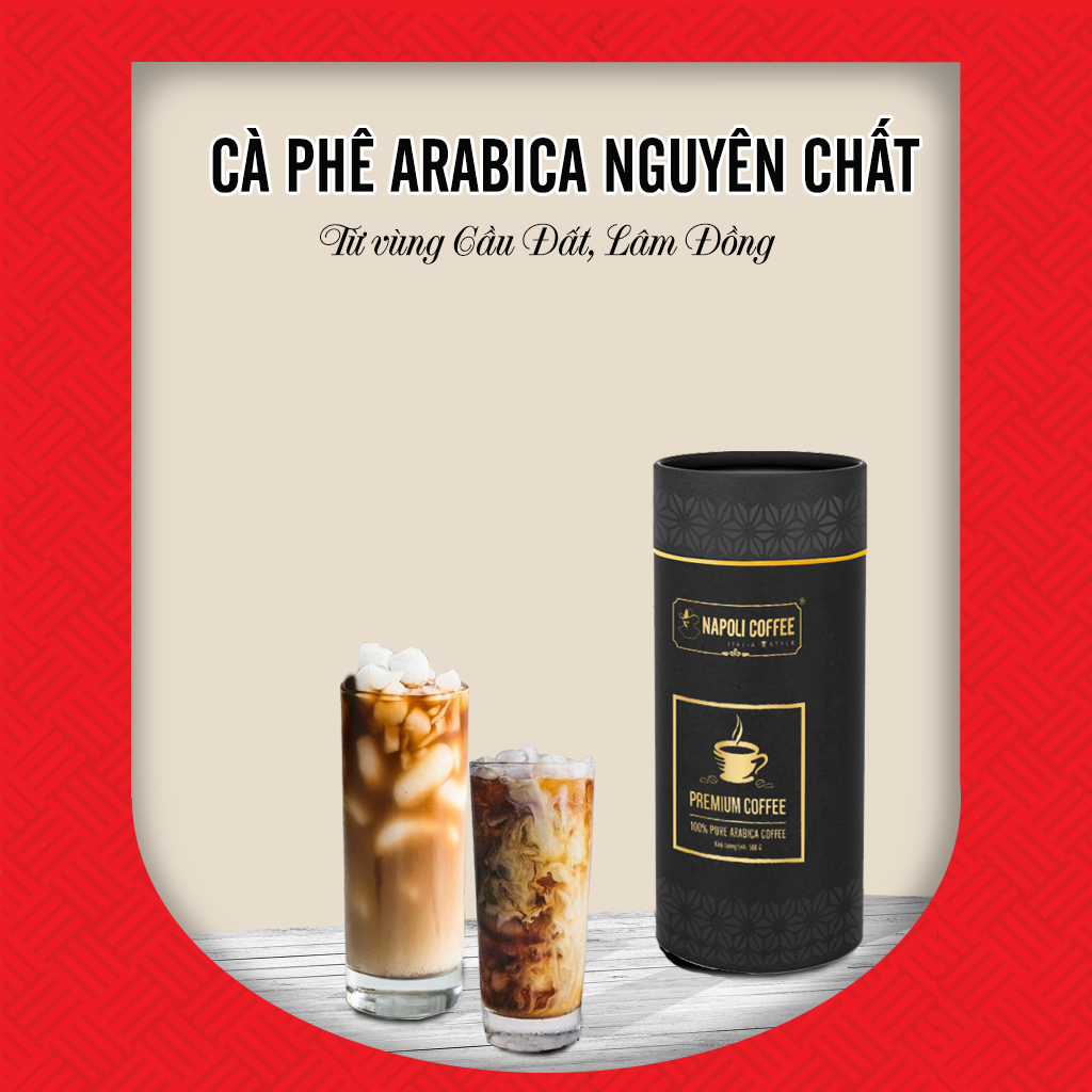 Cà Phê cao cấp từ Arabica/Robusta hạt sạch Cầu Đất Napoli Premium Coffee Lon 500g