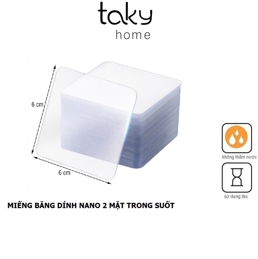 Miếng Dán 3M Siêu Dính, Băng Keo 2 Mặt Dán Tường Tiện Lợi, Trong Suốt, Đa Năng 6x6cm, Dễ Dàng Sử Dụng Trong Gia Đình - TakyHome 6000