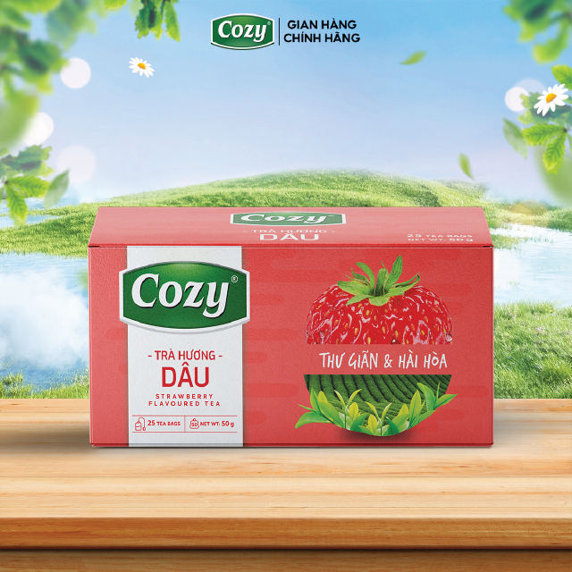 Cozy Trà Cozy túi lọc Hương Dâu 25 túi x 2g Hộp