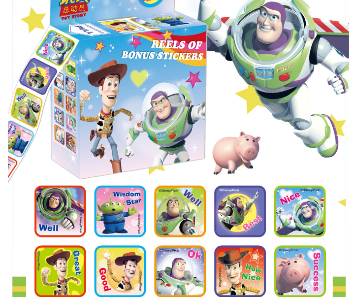 Đồ chơi dính dán - Combo 2 SET CUỘN 200 miếng STICKER CÁC NHÂN VẬT HOẠT HÌNH CHO BÉ