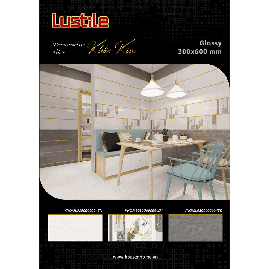 Gạch ốp tường bán sứ LUSTILE VNOML0300600004D1 bề mặt bóng, độ hút nước thấp, kích thước 300mmx600mm, thùng 8 viên - Hàng chính hãng