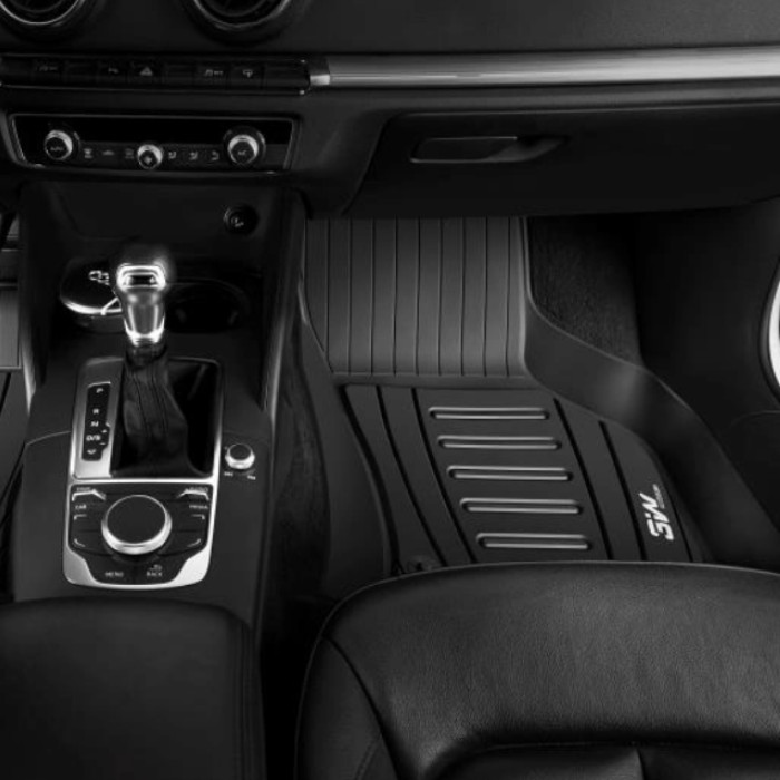 Thảm lót sàn xe ô tô Audi Q3 2011 - 2018 Nhãn hiệu Macsim 3W chất liệu nhựa TPE đúc khuôn cao cấp - màu đen