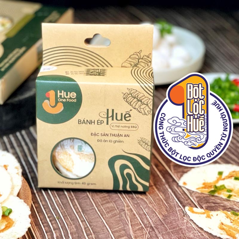 Bánh ép Huế HUE ONE FOOD vị BBQ thịt nướng truyền thống size nhỏ hộp 40g