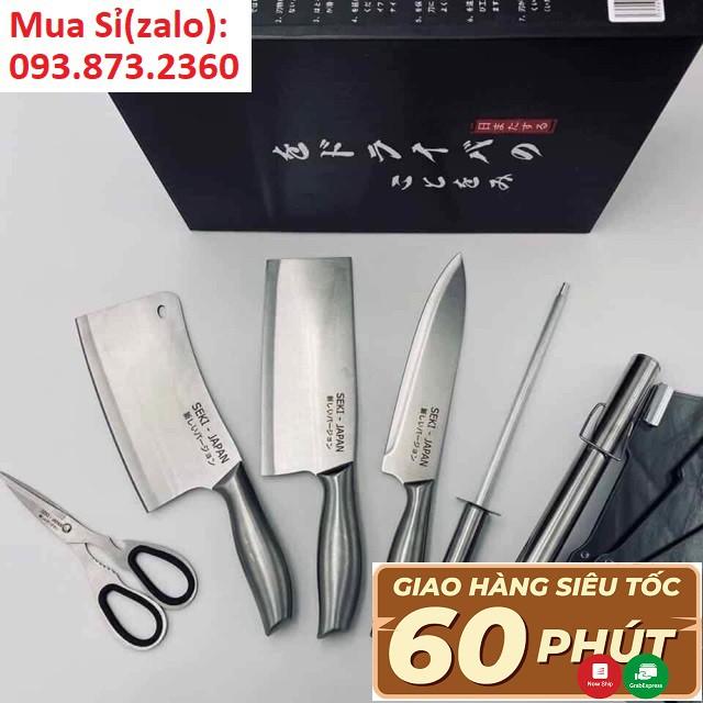 Bộ Dao Nhà Bếp Nhật Inox Cao Cấp 6 Món Kèm Khây Đựng
