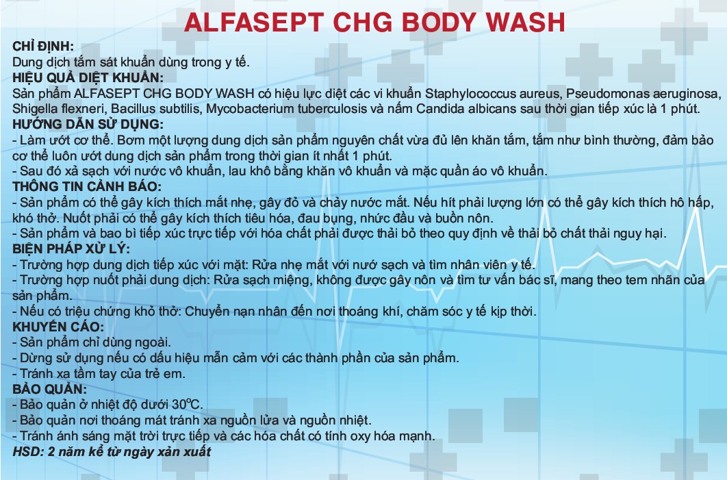 Dung dịch tắm sát khuẩn ALFASEPT CHG Body Wash 50ml (Dùng cho bệnh nhân)