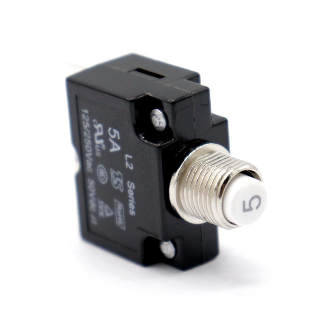 2PCS Circuit Breaker 5A/10A Push Button Reset Thermal Panel Mount 125/250V