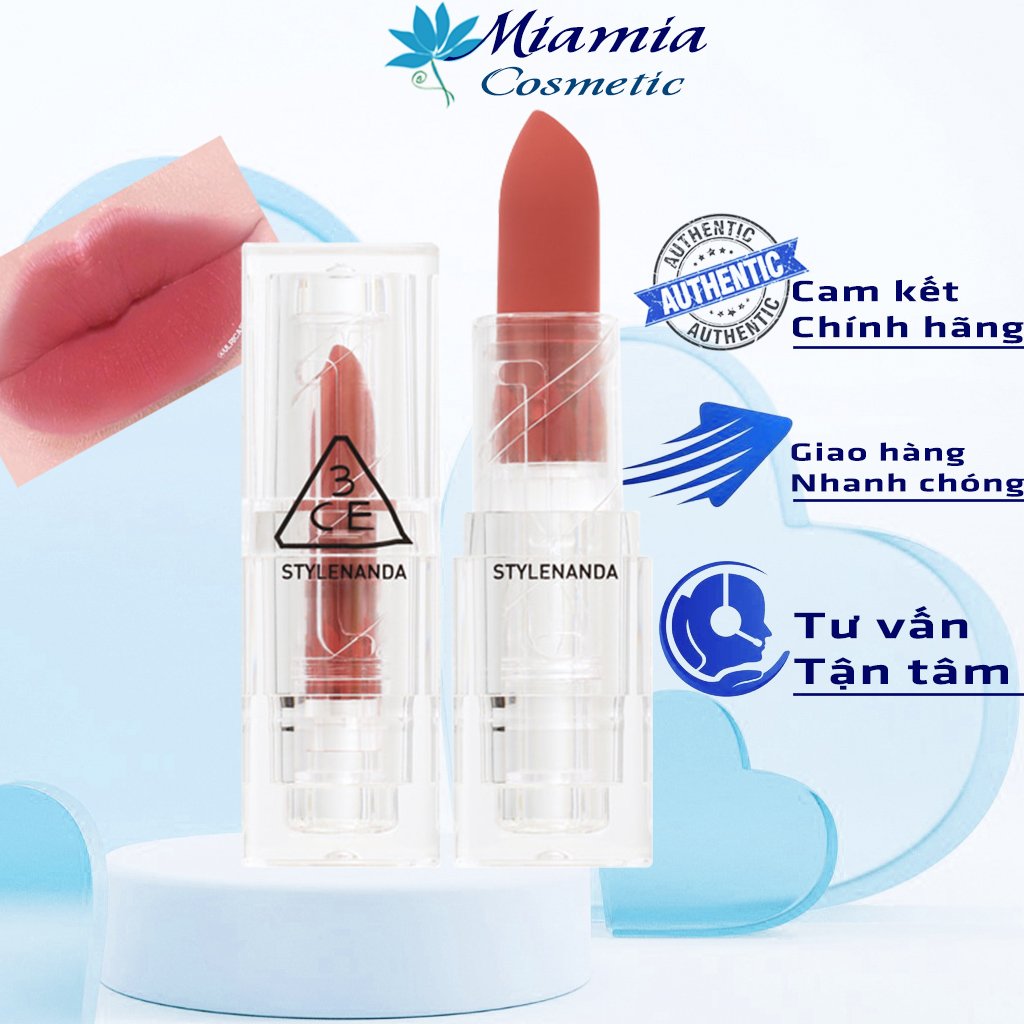 Son Thỏi Lì 3CE Soft Matte Lipstick Smoke Pink Màu Hồng San Hô Vỏ Trong Suốt Bền Màu [CAM KẾT NHẬP KHẨU CHÍNH HÃNG]