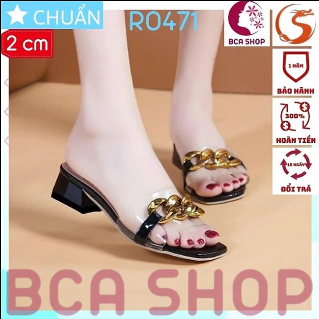 Dép nữ đế thấp hở mũi 2 phân RO471 ROSATA tại BCASHOP quai ngang trong suốt tôn chân cực kì - màu đen