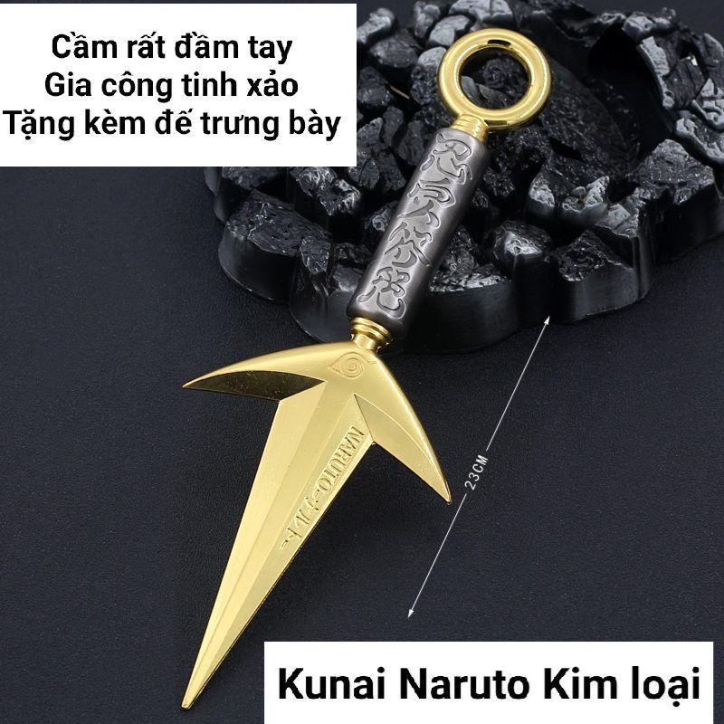 (Kim loại dài 23cm) Mô hình Kunai Naruto Bằng Thép Không Gỉ Cực Kỳ Đẹp Mắt - Tặng kèm giá đỡ