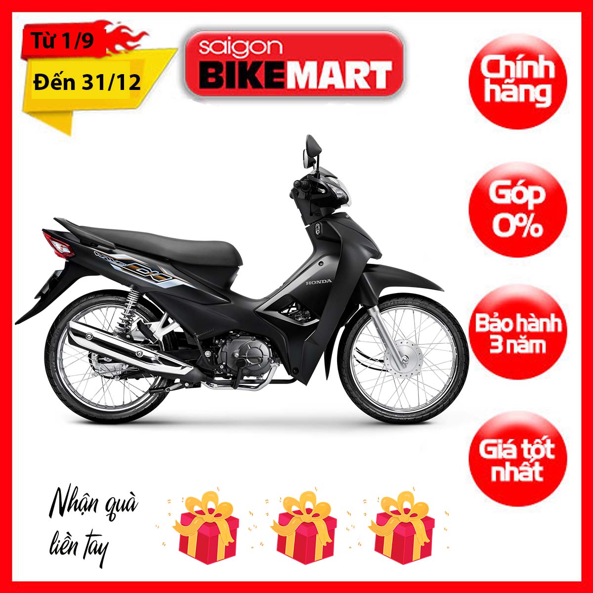 Xe máy Honda Wave Alpha 2023 Phiên bản Đặc biệt Đen