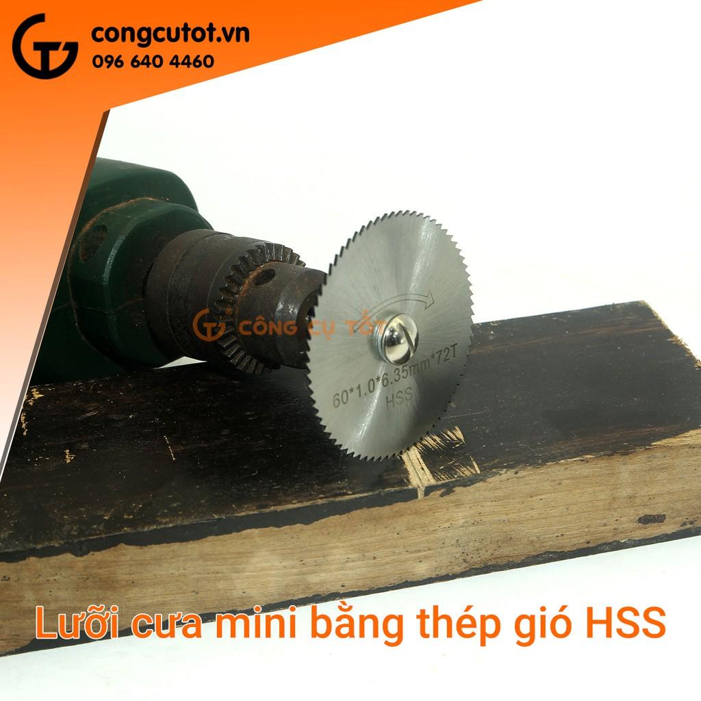 Lưỡi cưa mini Φ60x1.0x6.35mm và thanh nối 6mm