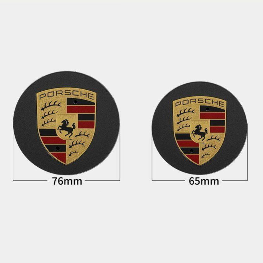 Logo chụp mâm, ốp lazang bánh xe ô tô Poscher đường kính 75mm và 65mm