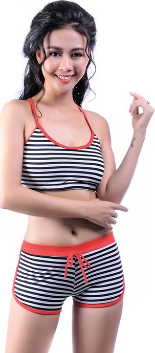 Bikini quần đùi kẻ ngang đen trắng QĐ014
