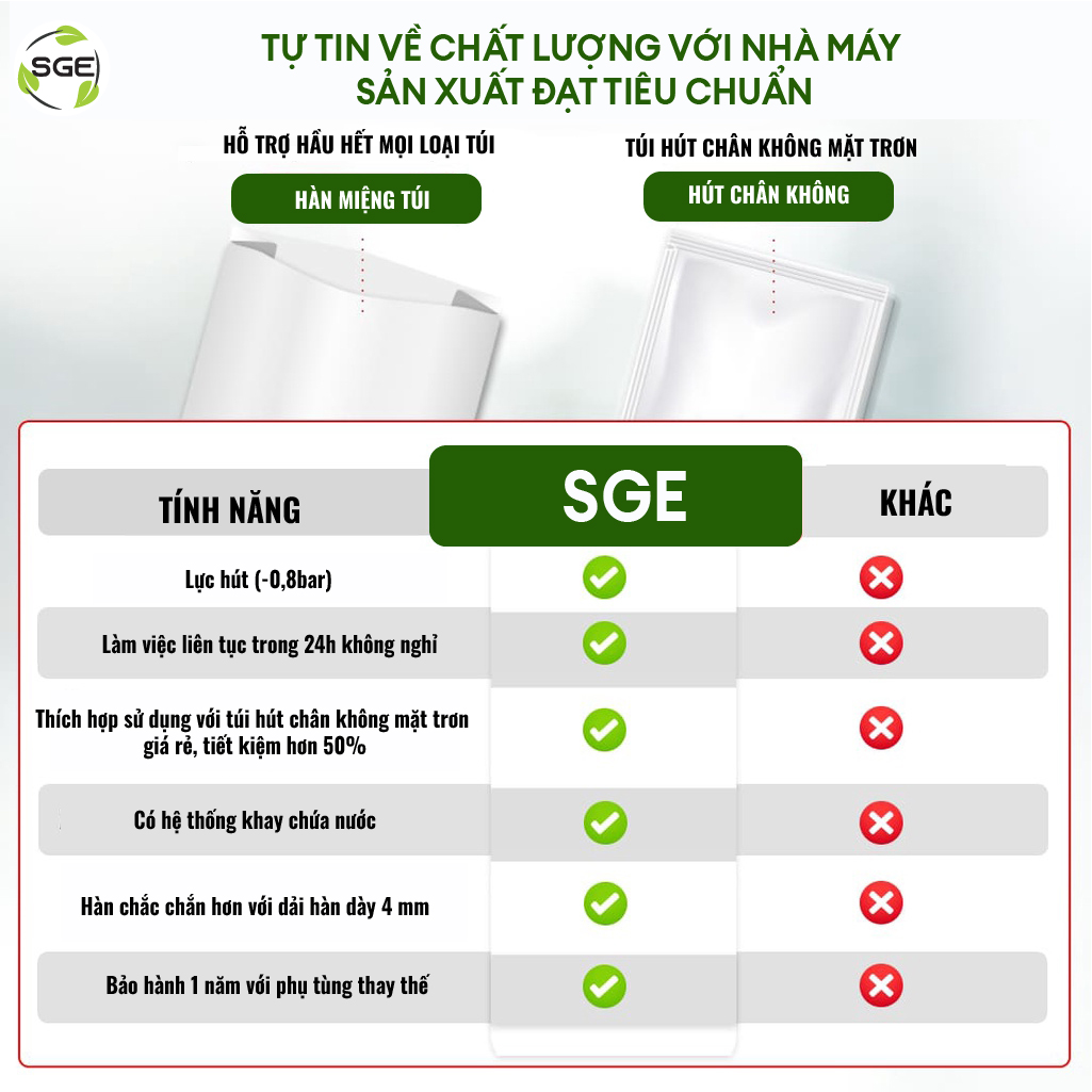 Máy hút chân không thực phẩm VC88.Đảm bảo khả năng hút chân không mạnh mẽ và mối hàn chắc chắn. Hàng chính hãng Thái Lan