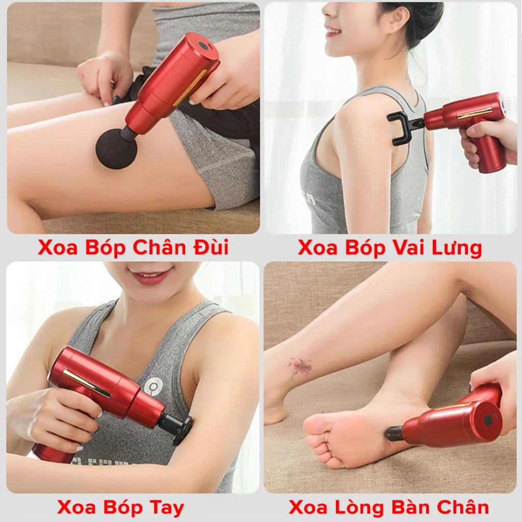 Máy Massage Cầm Tay Mini Đấm Lưng Mát Xa Trị Liệu Cổ Vai Gáy 4 Đầu 6 Chế Độ Chuyên Sâu Đa Năng Chính Hãng dododios