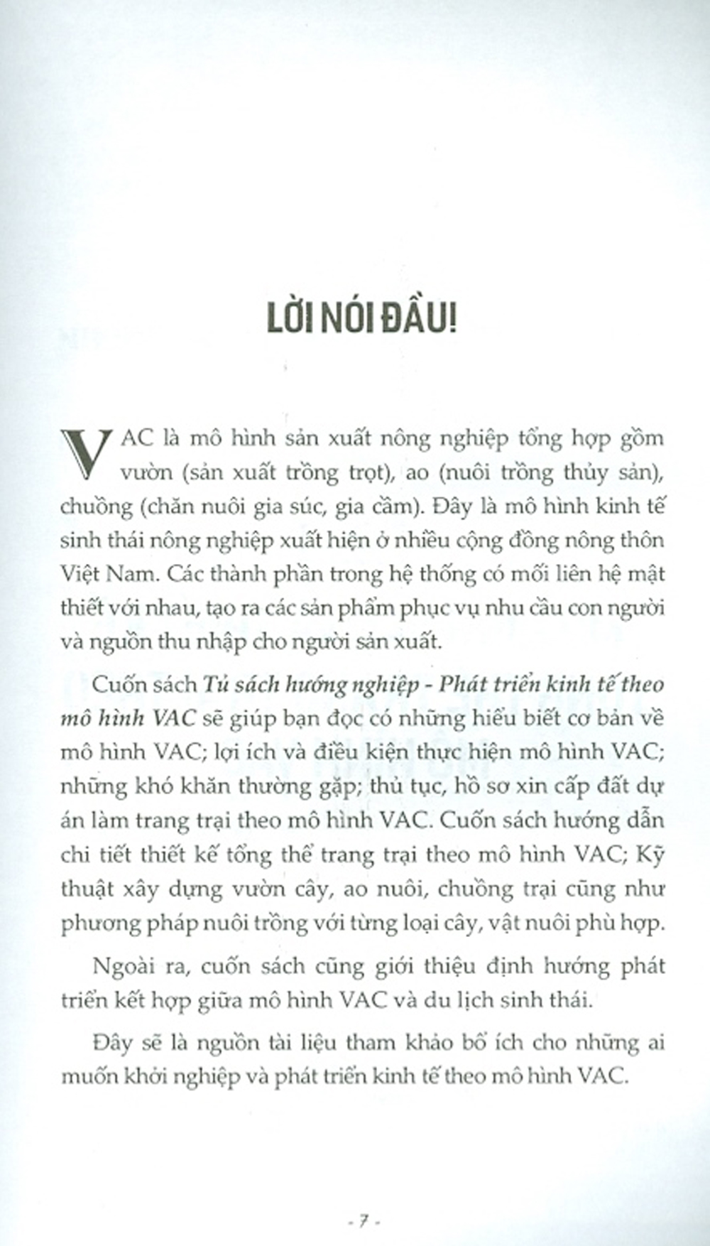 Tủ Sách Hướng Nghiệp - Phát Triển Kinh Tế Theo Mô Hình V.A.C