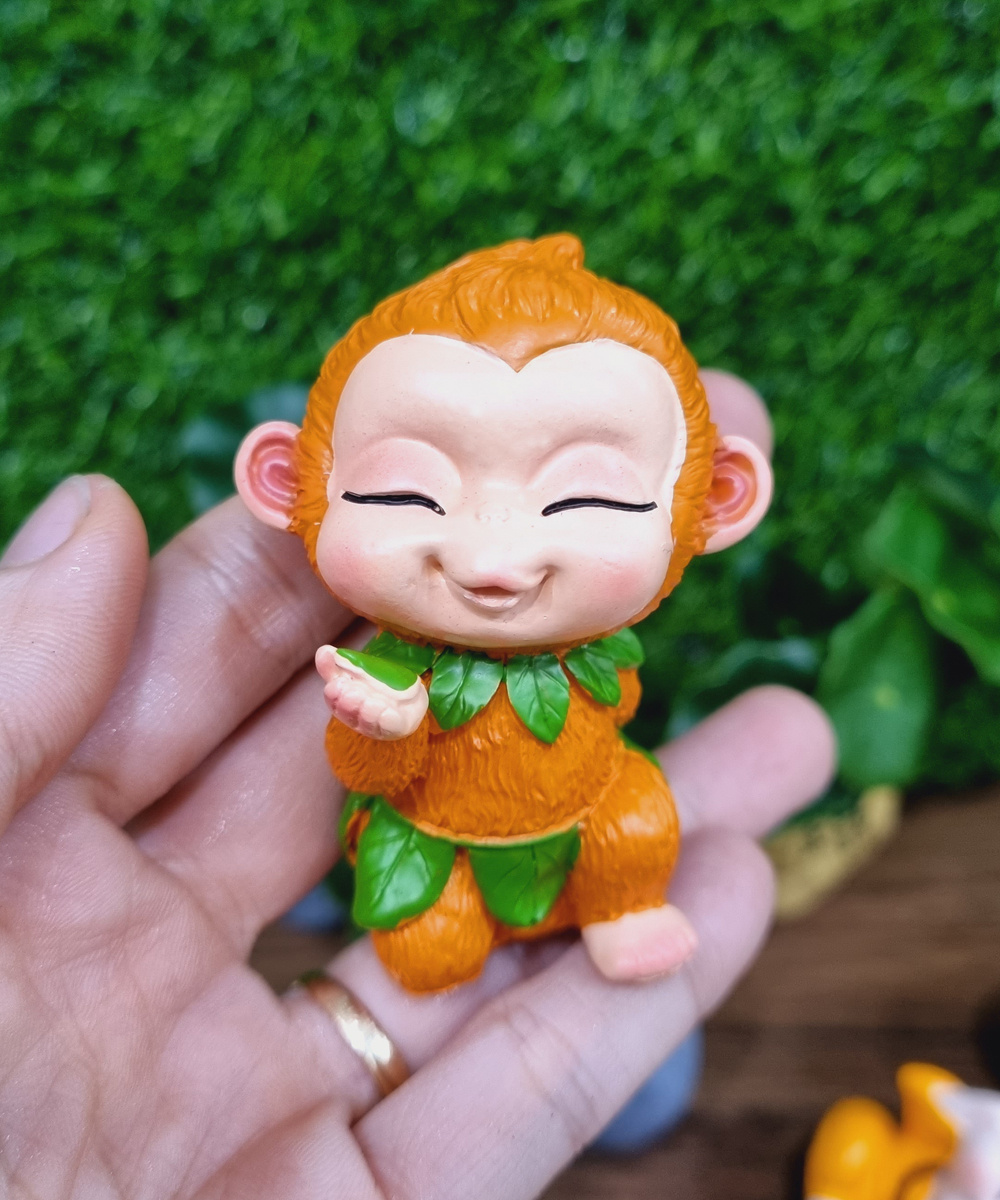 Bộ 04 chú khỉ con size 7cm - tặng kèm túi 50 xu vàng mini may mắn